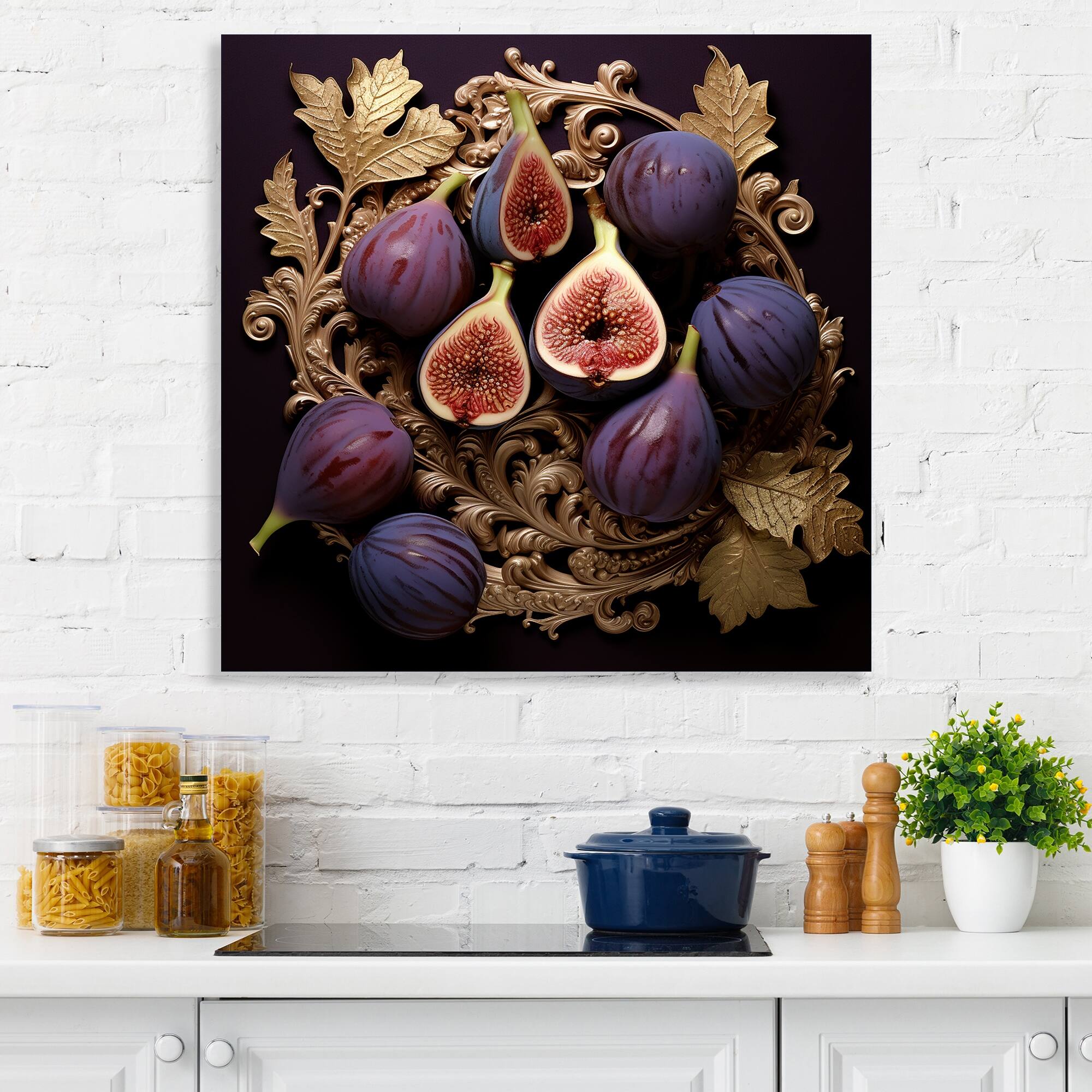 Designart "Gothic Figs In Filigree Fruit" Fruits Wall Art Bed Bath